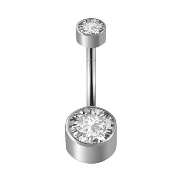 Imagem de Piercing De Umbigo Feminino Em Titânio 14G Com Pedra CZ Premium - Joia