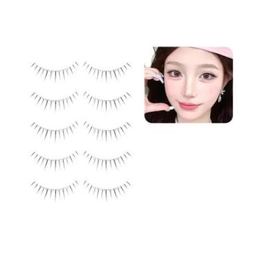 Imagem de Cílios Postiços Realistas Para Mulheres, Estilo Manga, 5 Pares, Fibra 