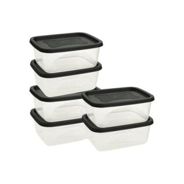 Imagem de 6 Potes Comida Retangular 750ml Potinho Marmita Geladeira - - Jaguar U