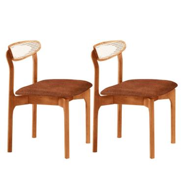Imagem de Conjunto 2 Cadeira De Jantar Noronha Premium Moderna Mobília Star Puce/imbuia Natural