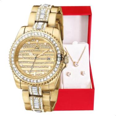 Imagem de Relógio Feminino Champion Ana Hickmann Dourado Cristais AH28197H Colar