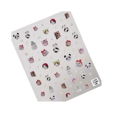 Imagem de Adesivos De Unha 3D Em Relevo Com Animais, Autoadesivos, Cães, Gatos, 