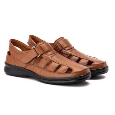 Imagem de Sandália Comfort Masculino em Couro Caramelo-Masculino