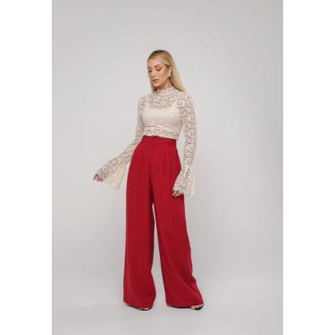 Imagem de Calça Alfaiataria Wide Leg Vinho Salvatore, M