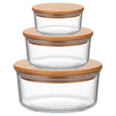 Imagem de Kit Pote Hermético Redondo Vidro (3 Peças) Liso - Casa Vitaud, Liso