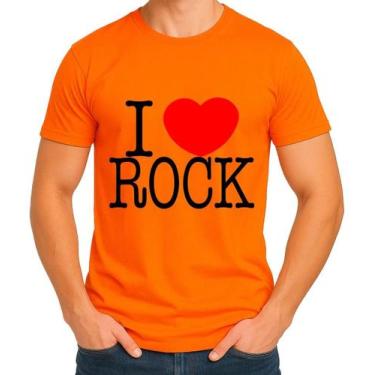 Imagem de Camiseta Camisa Adulto Feminina Masculina Algodão  I Love Rock  Eu Amo