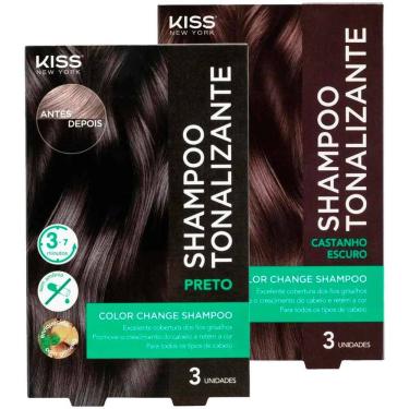 Imagem de 2 Shampoo Tonalizante Color Change Preto E Castanho Escuro