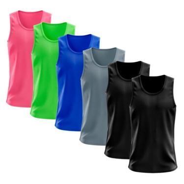Imagem de Kit 6 Regata Dry Lisa Básica Proteção Solar UV Térmica Camiseta Treino Academia Ciclismo Regatas-Masculino
