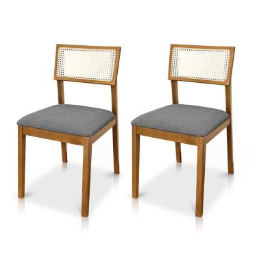 Imagem de Kit 02 Cadeiras de Jantar e Living Millie com Tela Natural Estofada Linho - Desk Design