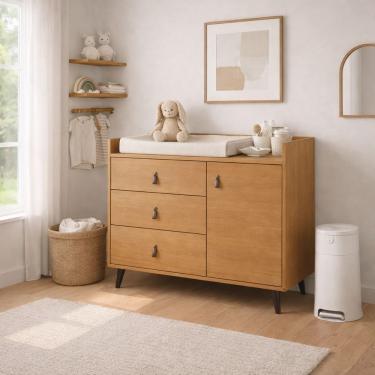Imagem de Cômoda Trocador Infantil Carol com 3 Gavetas e 1 Porta Nature - Rede Móveis