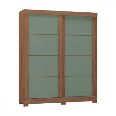 Imagem de Guarda Roupa Solteiro Montana 2 Portas de Correr 2 Gavetas MDP Freijo Rustico, Green Fo...