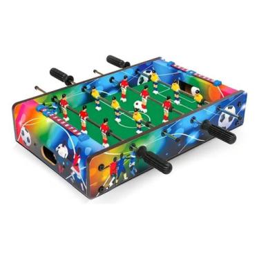 Imagem de Mesa de Pebolim Infantil de Madeira Totó Tamanho Médio Brinquedo 2 bol