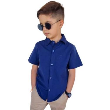 Imagem de Camisa Social Slim de Menino Manga Curta Batizado Verão - Ewg Moda Inf