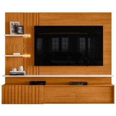 Imagem de Painel Para Tv 65 Pol Com Bancada Suspensa Led Argos M07 Cinamomo Off 