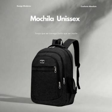 Imagem de Mochila Impermeável Preta  Unissex, Durável e Perfeita para Escola, Tr