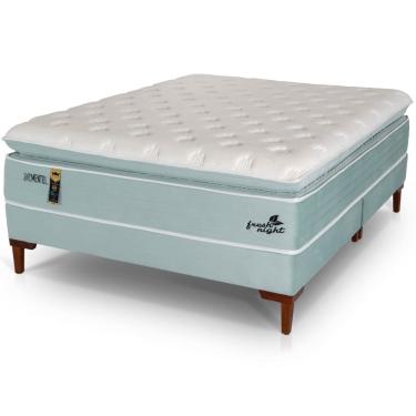 Imagem de Cama Box Casal Queen 158 cm Hellen Fresh Night Pillow Top Molas e espuma Hypergel Verde...