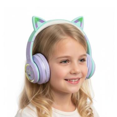 Imagem de Fone de Ouvido Bluetooth Infantil FN643 Orelha de Gato Astronauta 5h B