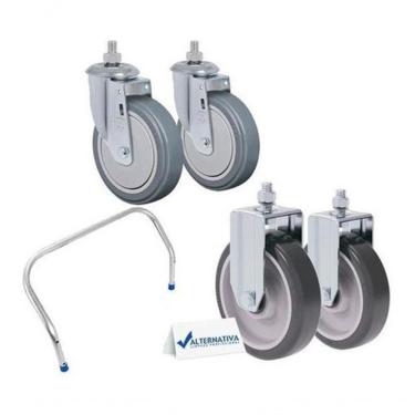 Imagem de Conjunto de Rodas e Cabo Jsn para carrinho-caixa 370L (R9) com Rodas Maciças, Borracha Maciça para Melhor Deslizamento