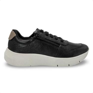 Imagem de Tênis Usaflex Feminino Couro Zíper Cadarço Elástico Casual AP11005-Feminino