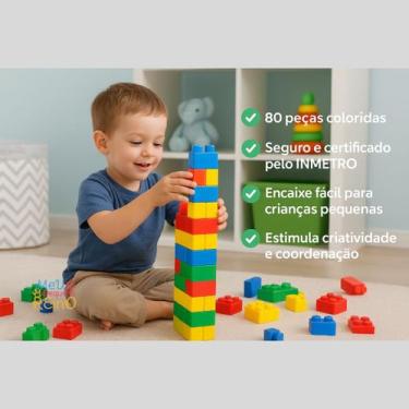 Imagem de Blocos de Montar 80 Peças Dismat Blocolândia  Brinquedo Educativo Infa