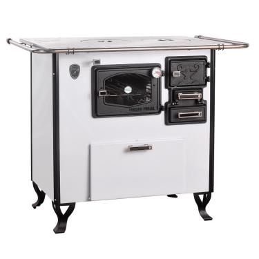 Imagem de Fogão a Lenha com Forninho Fornos Pinhal N2 com Chapa de Ferro Fundido e Forno Inox Branco