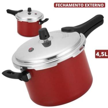 Imagem de Panela De Pressão Fast 4,5l Fechamento Externo Vermelha - Nacional Alu