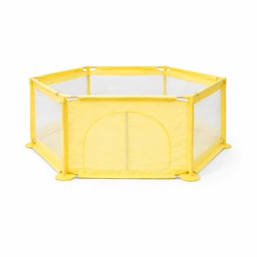 Imagem de Cercadinho para Bebê Rister Baby Amarelo com Tela Respirável – Dobrável e com Tapete Co...