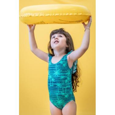 Imagem de Maiô infantil laço com proteção uv - estampa coqueiro - PITICOS BEACH,