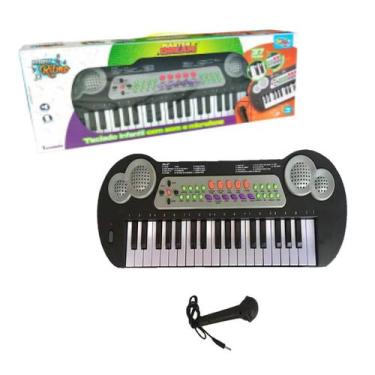 Imagem de Teclado Piano Musical Microfone Brinquedo Infantil Cor Preto - Wellkid