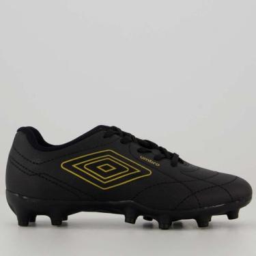 Imagem de Chuteira Umbro Class Footballer Campo Juvenil Preta e Dourada, 31
