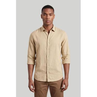 Imagem de Camisa Reserva ML Masculina Regular Como Linho Mescla Khaki, GG, Caqui