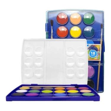 Imagem de Kit Aquarela Pastilha Cis 18 Cores com 2 Pinceis Multicolor