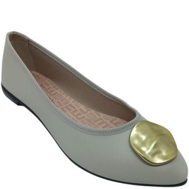 Imagem de Sapatilha Moleca Feminina Napa Sardenha com Adereço Dourado, Cinza, 35