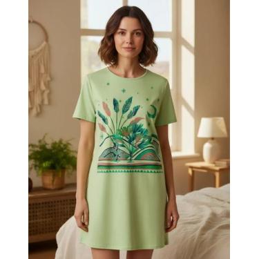 Imagem de Camisola Camisetão Algodão Várias Estampas P Ao Xgg Malwee, Verde, P