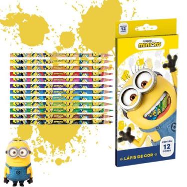 Imagem de Lápis de Cor Minions Corpo do Lápis Decorado c/ 12 Cores - Tris