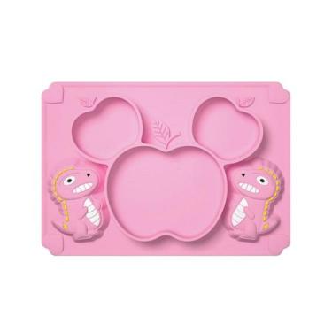 Imagem de Prato Dinossauro Infantil Em Silicone Para Alimentação - Home Presente