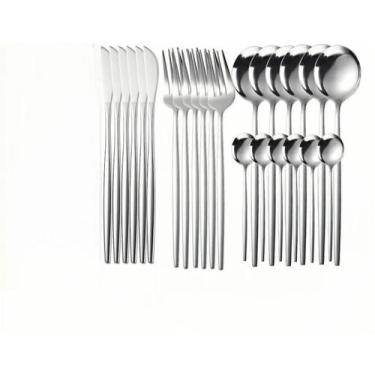 Imagem de Conjunto De Talheres De Aço Luxo Inoxidável 24pcs Faqueir. - Sem marca