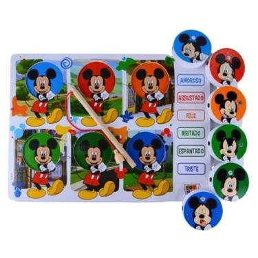 Imagem de Brinquedo Educativo Pescaria Emoções Tabuleiro P/ Autista Cores e Face