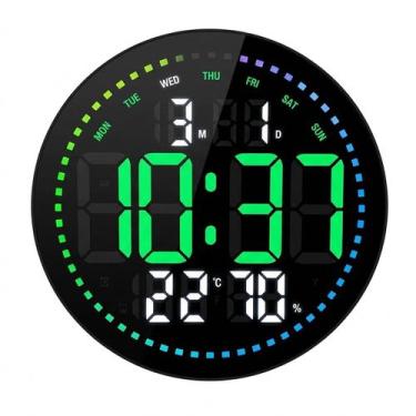 Imagem de Relógio De Parede Digital Led Redondo Com Termômetro E Data - genérico