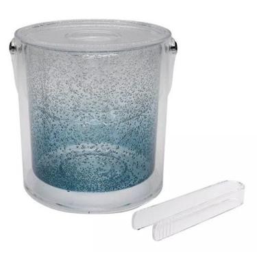Imagem de Balde de Gelo Acrílico Bolhas com Pegador - EntreCasa, Azul