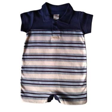 Imagem de Macacão Bebê Masculino Curto Gola Polo Piu Blu, Marinho, P