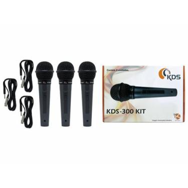 Imagem de Kit 3 Pçs Microfone Com Fio De Mao Kds-300 Kadosh Prof Nfe