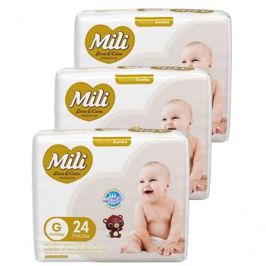 Imagem de Fralda Descartável Mili Love Care Premium Tamanho g 72 Unidades com Proteção Noturna 12h Mili