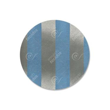 Imagem de Capa para Sousplat em Tecido Jacquard Azul e Dourado Listrado Tradicio