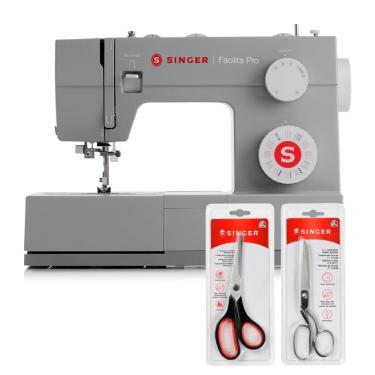 Imagem de Kit Máquina de Costura Facilita Pro 4432 + Tesoura 10" Tecido e Tesoura Multiuso Preta