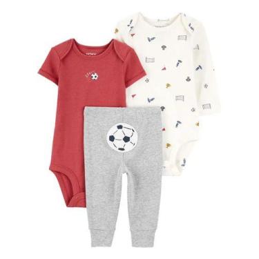 Imagem de Trio Body Calça Algodão Menina Manga Longa E Panda Curta - - Carters, 