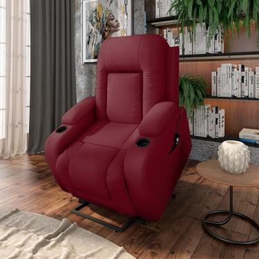 Imagem de Poltrona Reclinável Crihs Lift G23 com Massagem e Aquecimento Couro Sintético Vermelho Gran Belo