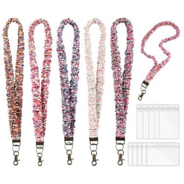 Imagem de Cordões BRAVIKERLY 5 Peças com Elástico tipo Scrunchie e Porta-Crachás