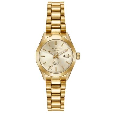 Imagem de Relógio Feminino Automático Dourado com Fundo em Vidro Aço Inox Movimento Miyota Champagne Séculus 28MM