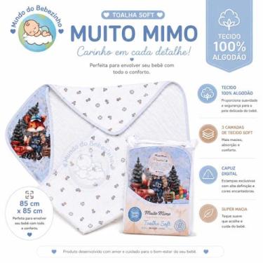 Imagem de Toalha soft para bebê capuz digital 3 camadas de tecido 85x85 cm m.mim